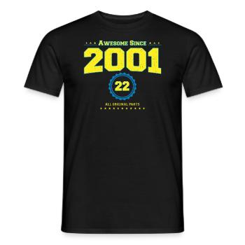 Super chemise 2001 pour hommes femmes 22 ans 22ème - T-shirt homme - noir - Devant - AI Model Male 178 light (178cm)
