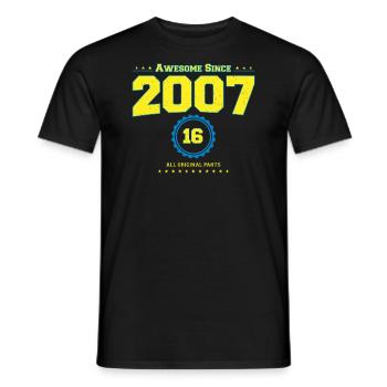 Super chemise 2007 pour hommes femmes 16 ans 16ème - T-shirt homme - noir - Devant - AI Model Male 178 light (178cm)