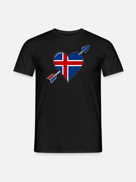 Iceland flag heart in love - Men's T-Shirt - black