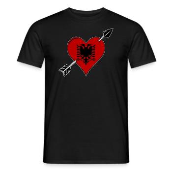 Albania flag heart in love - Men's T-Shirt - black - Front - AI Model Male 178 light (178cm)