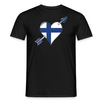 Finlande drapeau coeur amoureux - T-shirt homme - noir - Devant - AI Model Male 178 light (178cm)