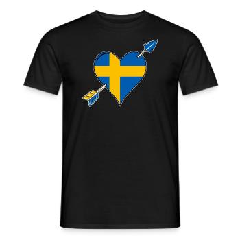 La Suède drapeau coeur amoureux - T-shirt homme - noir - Devant - AI Model Male 178 light (178cm)