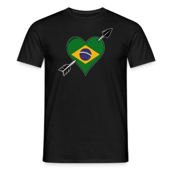 Brésil drapeau coeur amoureux - T-shirt homme - noir - Devant - AI Model Male 178 light (178cm)