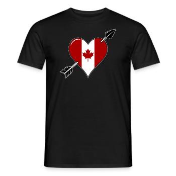 Canada flag heart in love - Men's T-Shirt - black - Front - AI Model Male 178 light (178cm)