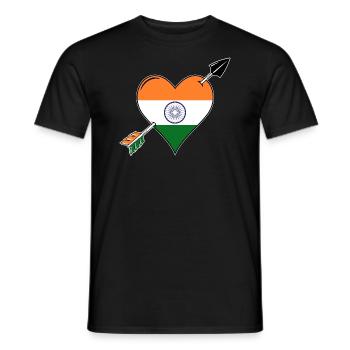 India flag heart in love - Men's T-Shirt - black - Front - AI Model Male 178 light (178cm)
