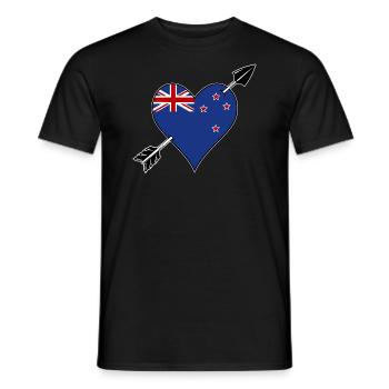 Drapeau néo-zélandais coeur amoureux - T-shirt homme - noir - Devant - AI Model Male 178 light (178cm)