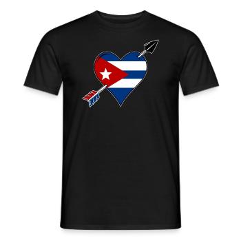 Cuba flag heart in love - Men's T-Shirt - black - Front - AI Model Male 178 light (178cm)