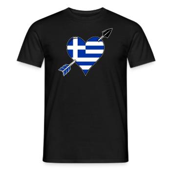 Greece Flag Heart Love - Men's T-Shirt - black - Front - AI Model Male 178 light (178cm)