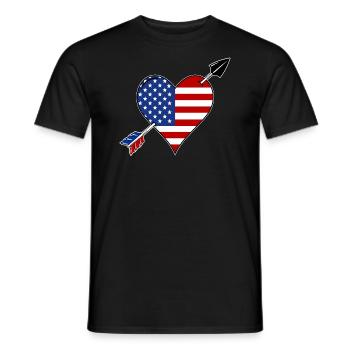 USA Flag Heart Love - Men's T-Shirt - black - Front - AI Model Male 178 light (178cm)