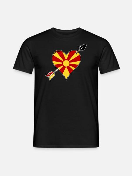 Macedonia Flag Heart Love - Men's T-Shirt - black