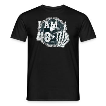I'm 48 plus 1 middle finger Skull funny 49th - Men's T-Shirt - black - Front - AI Model Male 178 light (178cm)