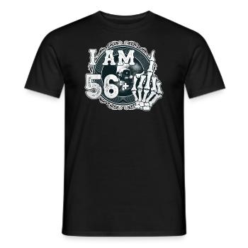 I'm 56 plus 1 middle finger Skull funny 57th - Men's T-Shirt - black - Front - AI Model Male 178 light (178cm)