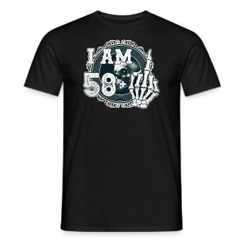 I'm 58 plus 1 middle finger Skull funny 59th - Men's T-Shirt - black - Front - AI Model Male 178 light (178cm)