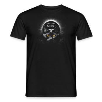 Niedliche schwarze Katze mit totaler Sonnenfinsternis 2024 - Männer T-Shirt - Schwarz - Vorne - AI Model Male 178 light (178cm)