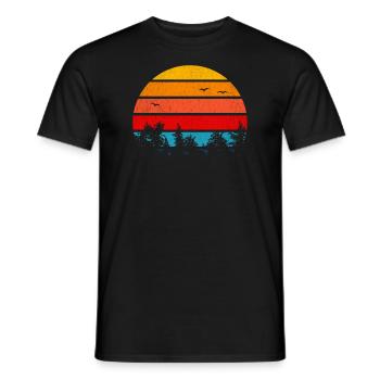 Paysage forestier coucher de soleil dans un style vintage - T-shirt homme - noir - Devant - AI Model Male 178 light (178cm)