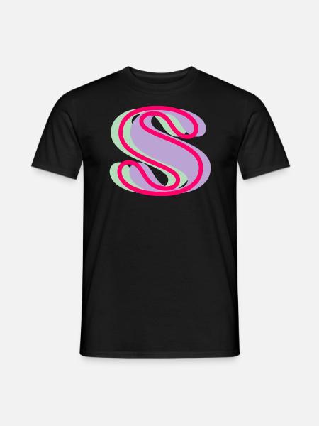 Mehrfarbiger Buchstabe s - Männer T-Shirt - Schwarz