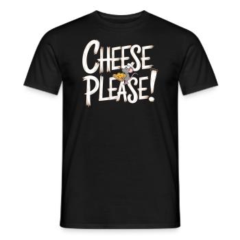 Adorable Cheese Please Mouse Design - Men's T-Shirt - black - Front - AI Model Male 178 light (178cm)
