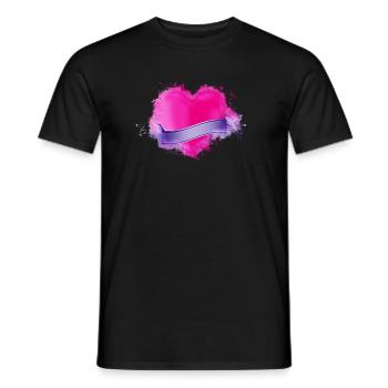 Heart ribbon brightly glowing - Men's T-Shirt - black - Front - AI Model Male 178 light (178cm)