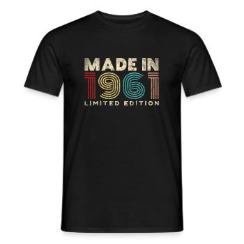 Fabriqué en cadeau d’anniversaire vintage 1961 61 ans - T-shirt homme - noir - Devant - AI Model Male 178 light (178cm)