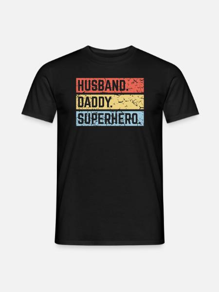 Husband Daddy Superhero (Super Dad Superdaddy PNG) - Men's T-Shirt - black