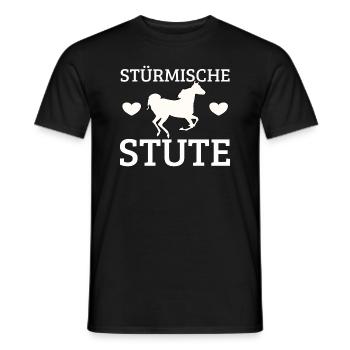 Pferd, Pferde, Stute, stürmisch, Stürmische Stute - Männer T-Shirt - Schwarz - Vorne - AI Model Male 178 light (178cm)