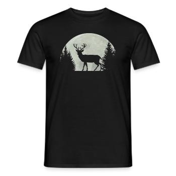 Pleine lune avec silhouette de cerf - T-shirt homme - noir - Devant - AI Model Male 178 light (178cm)