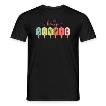 Hallo Sommer - Sommerliches Wassereis T-Shirt - Männer T-Shirt - Schwarz - Vorne - AI Model Male 178 light (178cm)