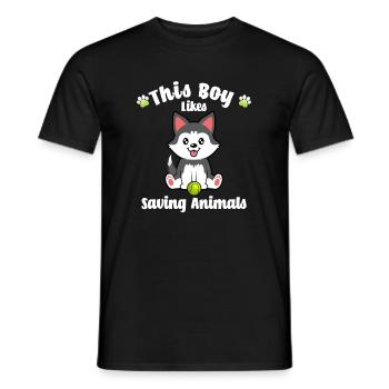 Boy Likes Cats and Dogs Save Animals Refuge - T-shirt homme - noir - Devant - AI Model Male 178 light (178cm)