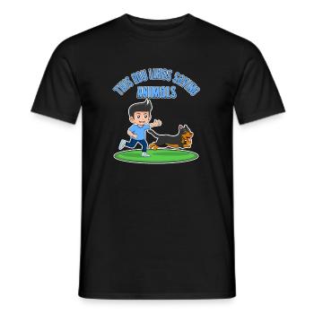 Junge mag Tiere retten Lustiges Zitat - Männer T-Shirt - Schwarz - Vorne - AI Model Male 178 light (178cm)