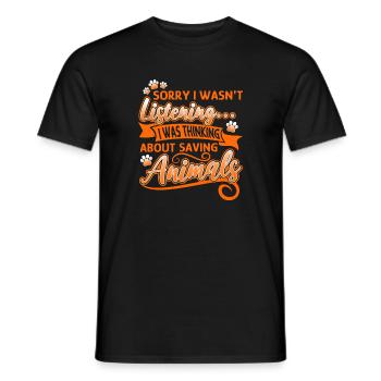 Über das Retten von Tieren nachdenken Rette süße - Männer T-Shirt - Schwarz - Vorne - AI Model Male 178 light (178cm)