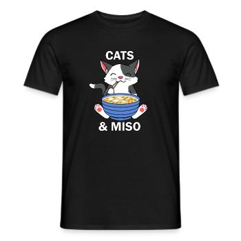 Chats japonais et soupe miso Ramen Kitty - T-shirt homme - noir - Devant - AI Model Male 178 light (178cm)