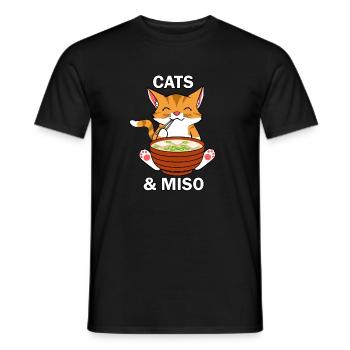 Miso-Suppe Katzen Nette Kitty Ramen Nudeln - Männer T-Shirt - Schwarz - Vorne - AI Model Male 178 light (178cm)