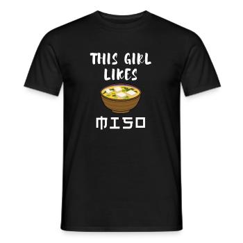 Girl Likes Miso Soup Ironic Ramen Japanese Food - Men's T-Shirt - black - Front - AI Model Male 178 light (178cm)