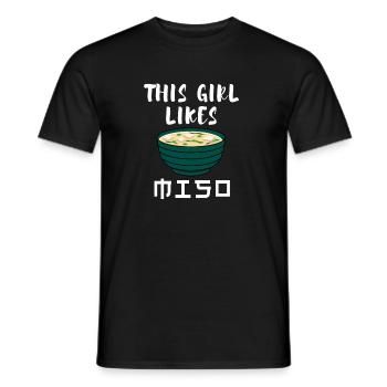 Girl Likes Miso Soup Ramen Japanese Food - Men's T-Shirt - black - Front - AI Model Male 178 light (178cm)