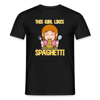 Girl Likes Spaghetti Team Pâtes Nouilles Cuisine - T-shirt homme - noir - Devant - AI Model Male 178 light (178cm)