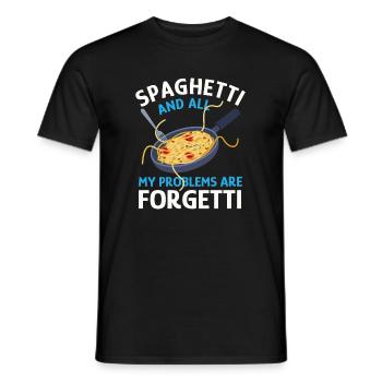 Pasta Ironic Saying Spaghetti Make Problems - Men's T-Shirt - black - Front - AI Model Male 178 light (178cm)