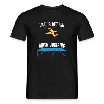 Life With Jumping Trampoline Hobby Sports - Men's T-Shirt - black - Front - AI Model Male 178 light (178cm)