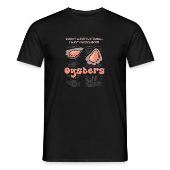 Penser aux huîtres, fruits de mer, nourriture - T-shirt homme - noir - Devant - AI Model Male 178 light (178cm)