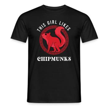 Girl Likes Chipmunks Squirrel Forest Animal - Men's T-Shirt - black - Front - AI Model Male 178 light (178cm)