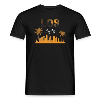 Los Angeles skyline in orange and black - Men's T-Shirt - black - Front - AI Model Male 178 light (178cm)