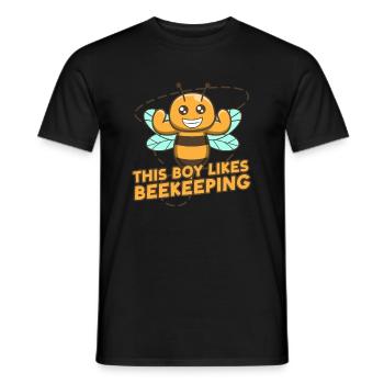 Un garçon aime l'apiculture, le miel mignon de la - T-shirt homme - noir - Devant - AI Model Male 178 light (178cm)