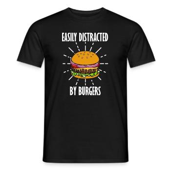 Distrait par les hamburgers Ironic Saying Burgers - T-shirt homme - noir - Devant - AI Model Male 178 light (178cm)