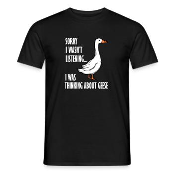 Penser à la faune des oies, dire drôle d'oie - T-shirt homme - noir - Devant - AI Model Male 178 light (178cm)