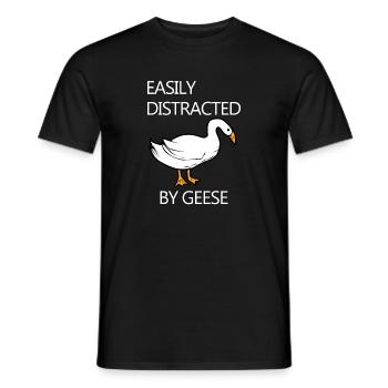 Distrait par les oies Ironic Goose Cute Birds - T-shirt homme - noir - Devant - AI Model Male 178 light (178cm)