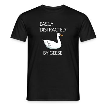 Distracted by Geese Wildlife Goose Ironic Saying - Men's T-Shirt - black - Front - AI Model Male 178 light (178cm)