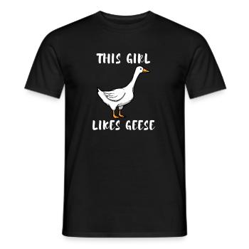 Mädchen mag Gänse, Wald, Tier, Natur, Gans - Männer T-Shirt - Schwarz - Vorne - AI Model Male 178 light (178cm)