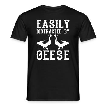 Distrait par les oies, la mignonne oie, la nature - T-shirt homme - noir - Devant - AI Model Male 178 light (178cm)