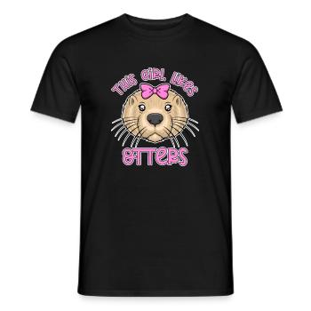 Une fille aime les loutres, citation ironique, - T-shirt homme - noir - Devant - AI Model Male 178 light (178cm)