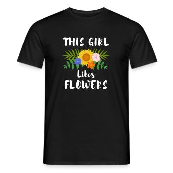 Fille aime la nature, les fleurs, fleuriste, - T-shirt homme - noir - Devant - AI Model Male 178 light (178cm)