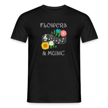 Blumen und Musiknoten Clef Piao Professioneller - Männer T-Shirt - Schwarz - Vorne - AI Model Male 178 light (178cm)